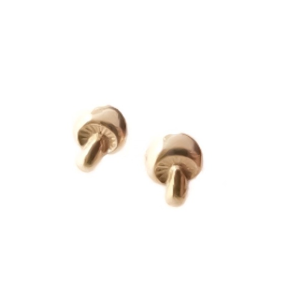 Tiny silver or gold mushroom stud post earrings - Picture 4 of 9